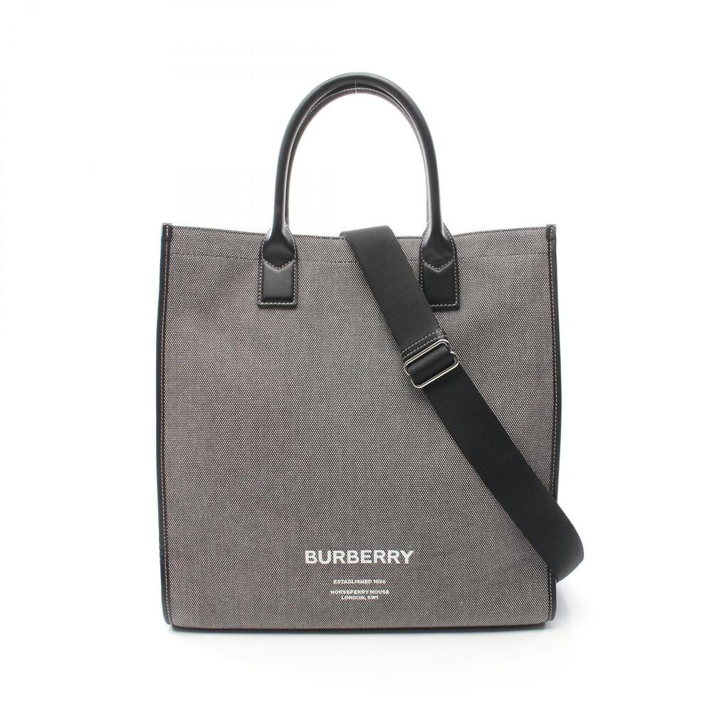 Burberry tote bag canvas leather gray black - Picture 2 of 9